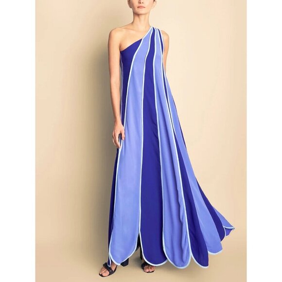 Azulu Sanriku Maxi dress in blue one shoulder size XS new with tags Runway - Picture 10 of 10